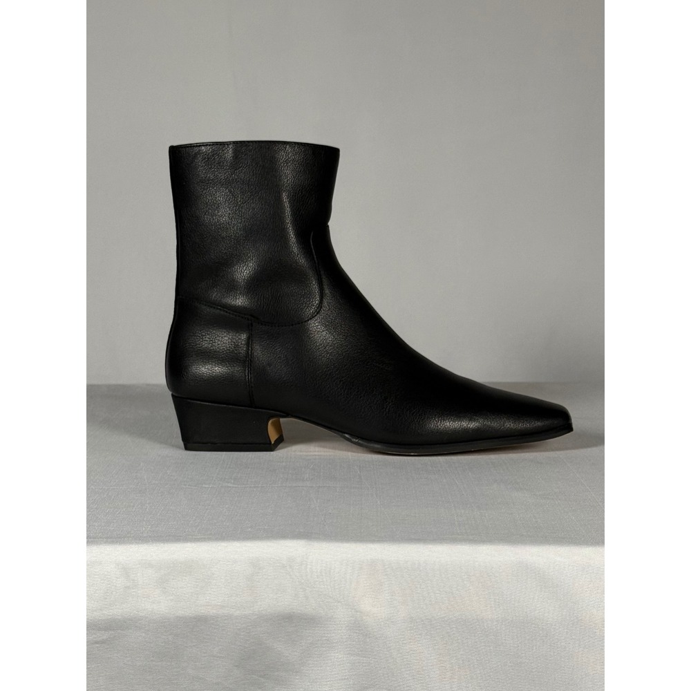 Steve Madden Dusty Sock Ankle Booties 8 Black Leather Square Toe Block Heel